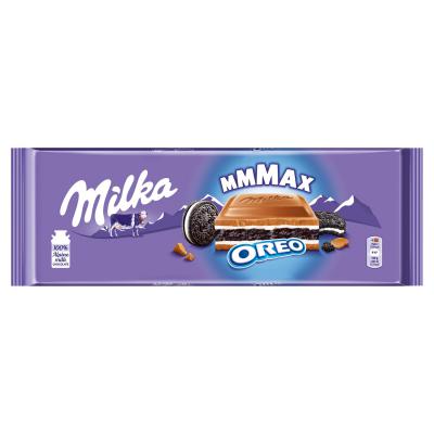 Milka Mmmax Oreo Herbatniki kakaowe i nadzienie mleczne o smaku waniliowym 300 g